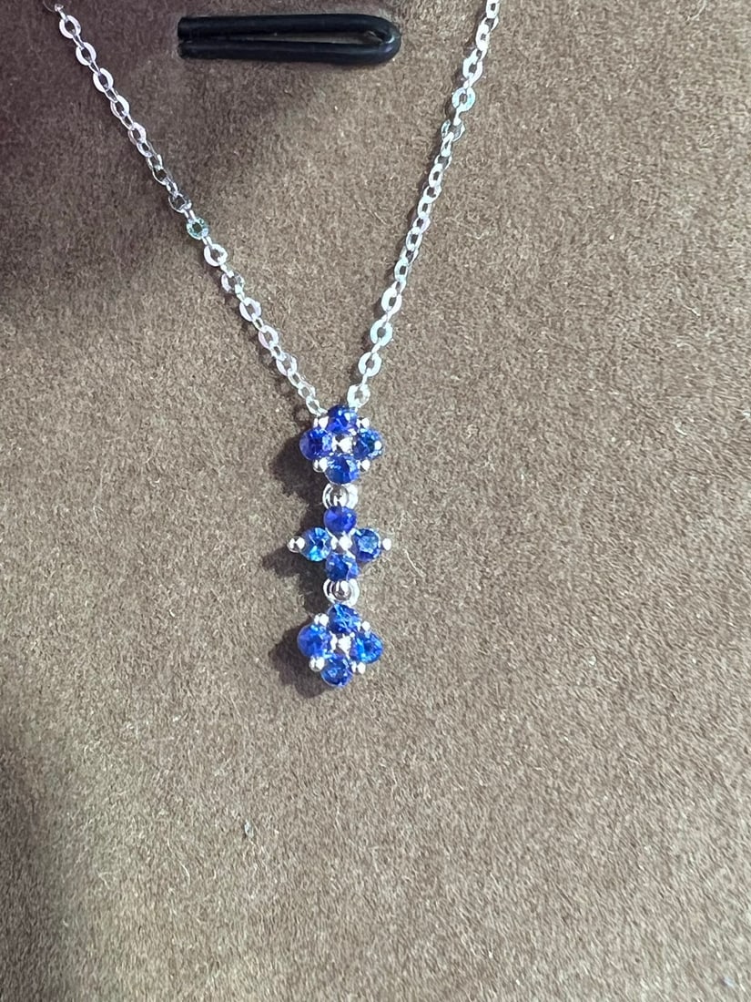 18K Gold Natural Sapphire Necklace - 2