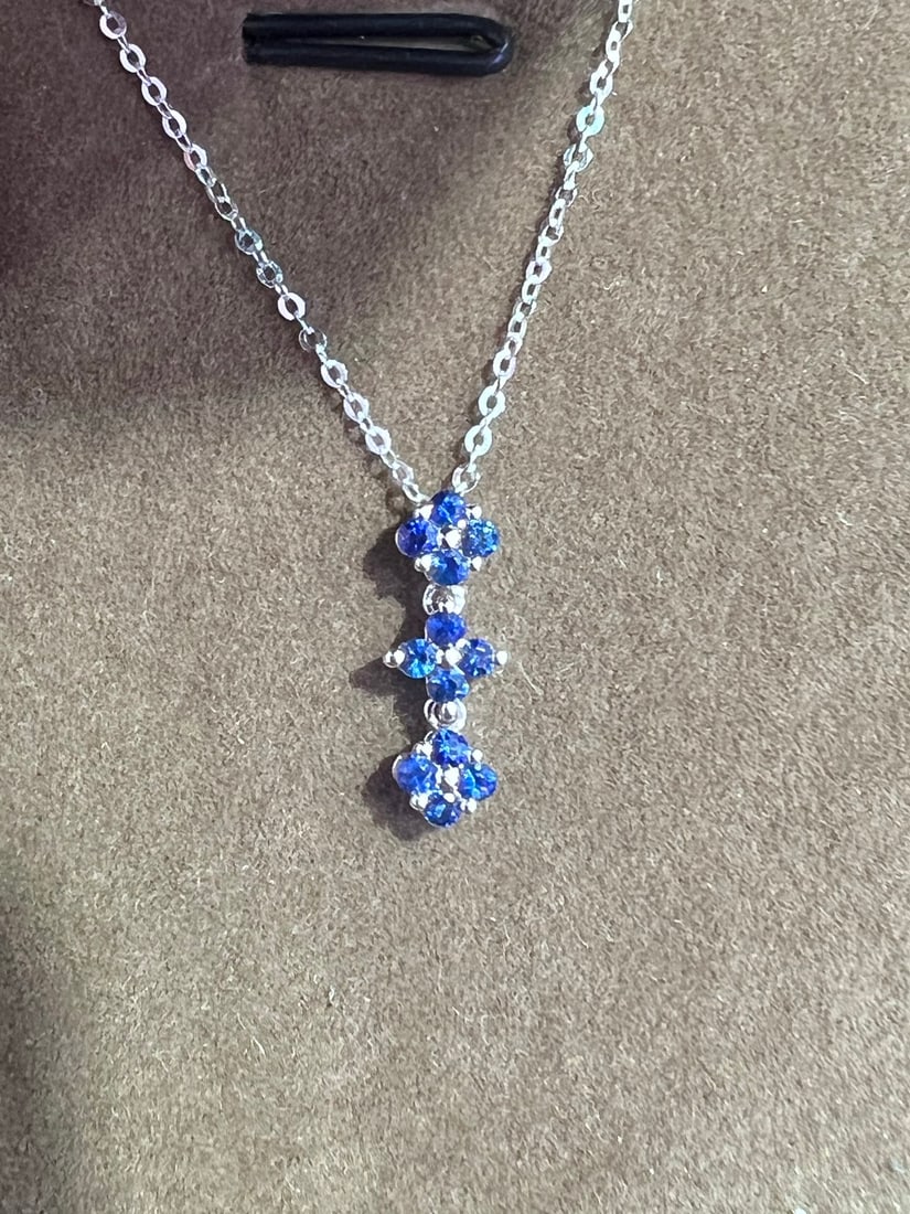 18K Gold Natural Sapphire Necklace - 3