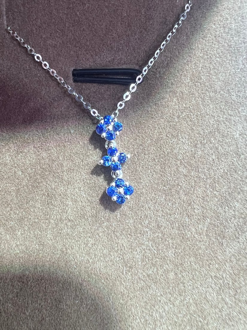 18K Gold Natural Sapphire Necklace - 5
