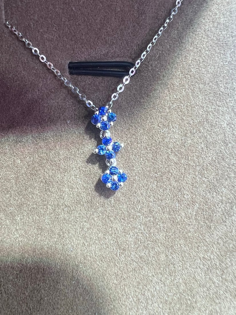 18K Gold Natural Sapphire Necklace - 6