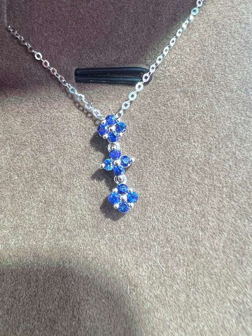 18K Gold Natural Sapphire Necklace - 7