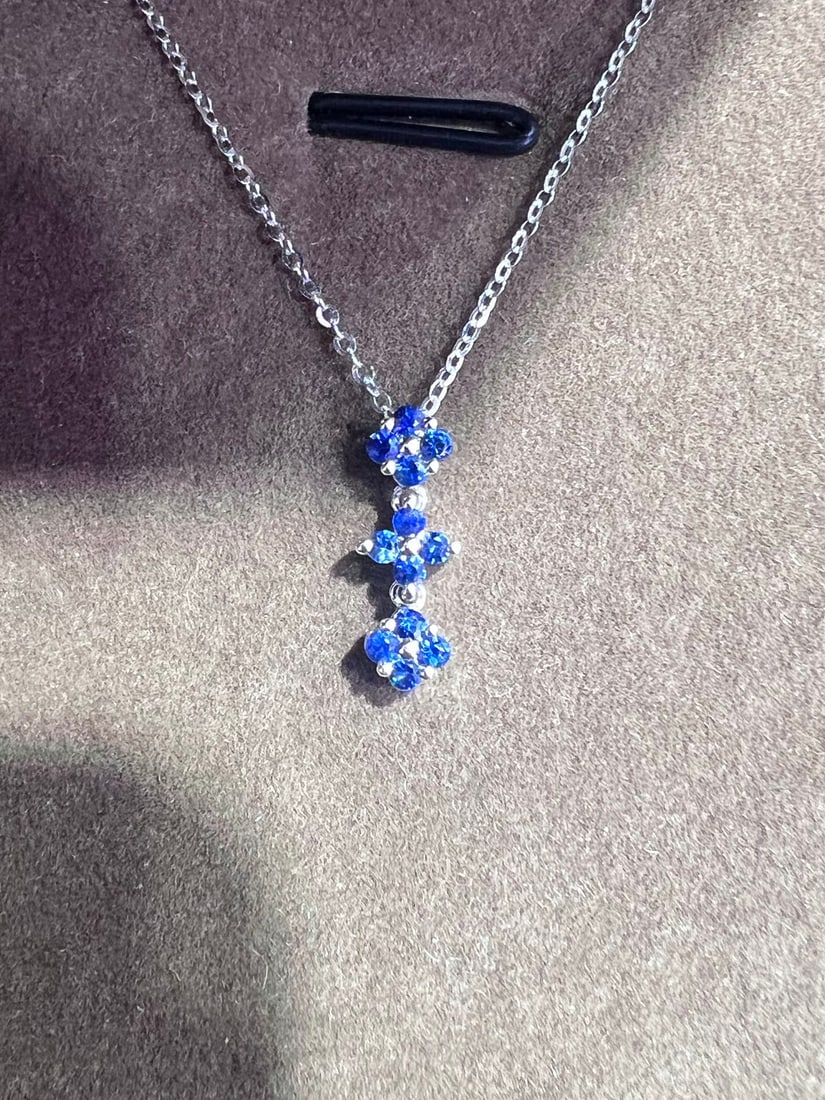 18K Gold Natural Sapphire Necklace - 8