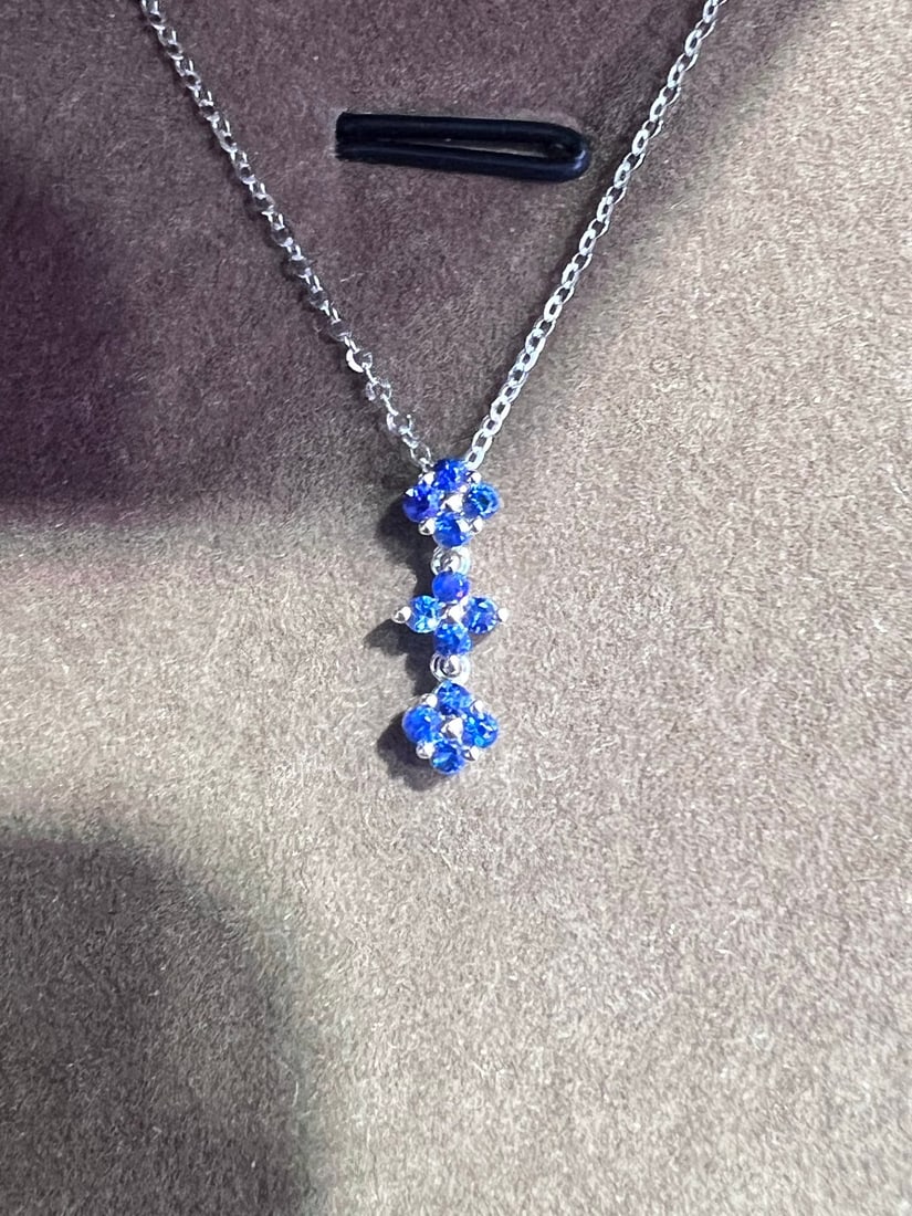 18K Gold Natural Sapphire Necklace - 9