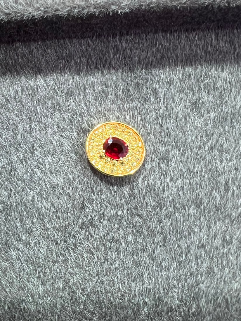 18K Gold Natural Ruby Pendant - 2