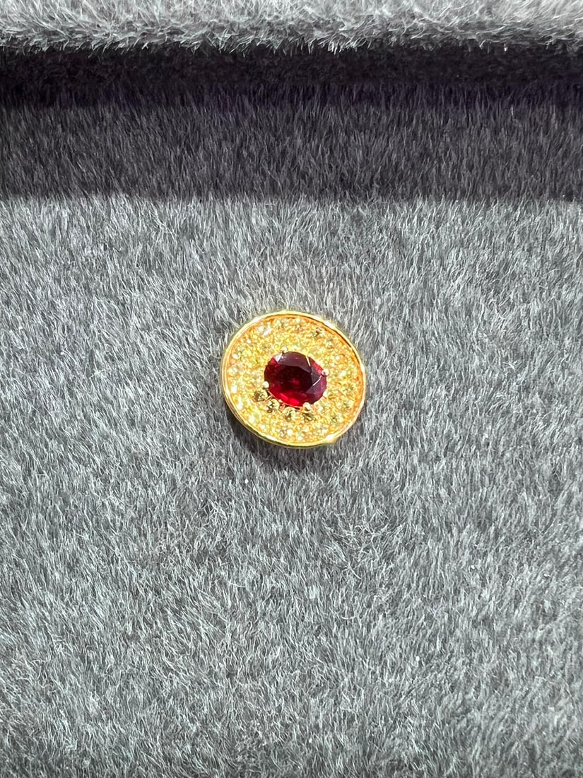 18K Gold Natural Ruby Pendant - 4