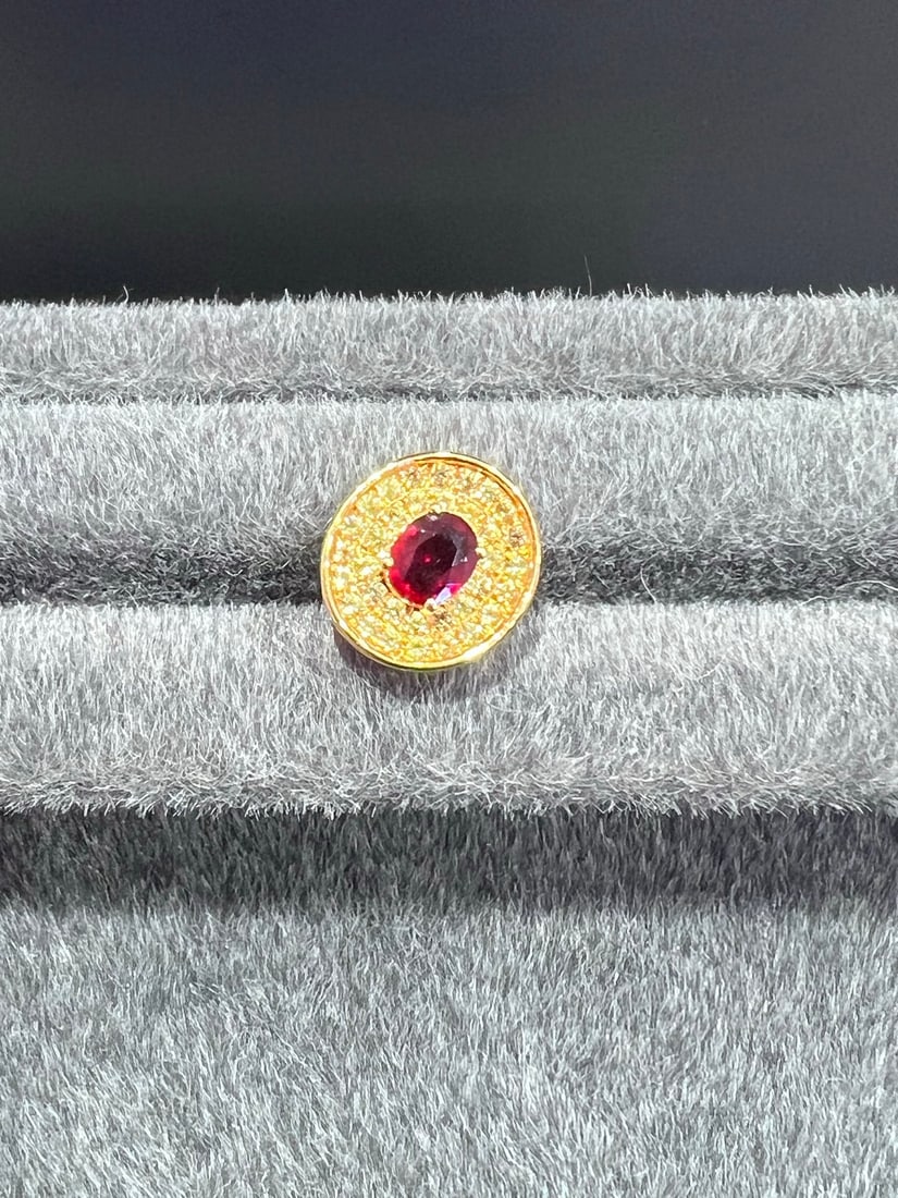 18K Gold Natural Ruby Pendant - 5
