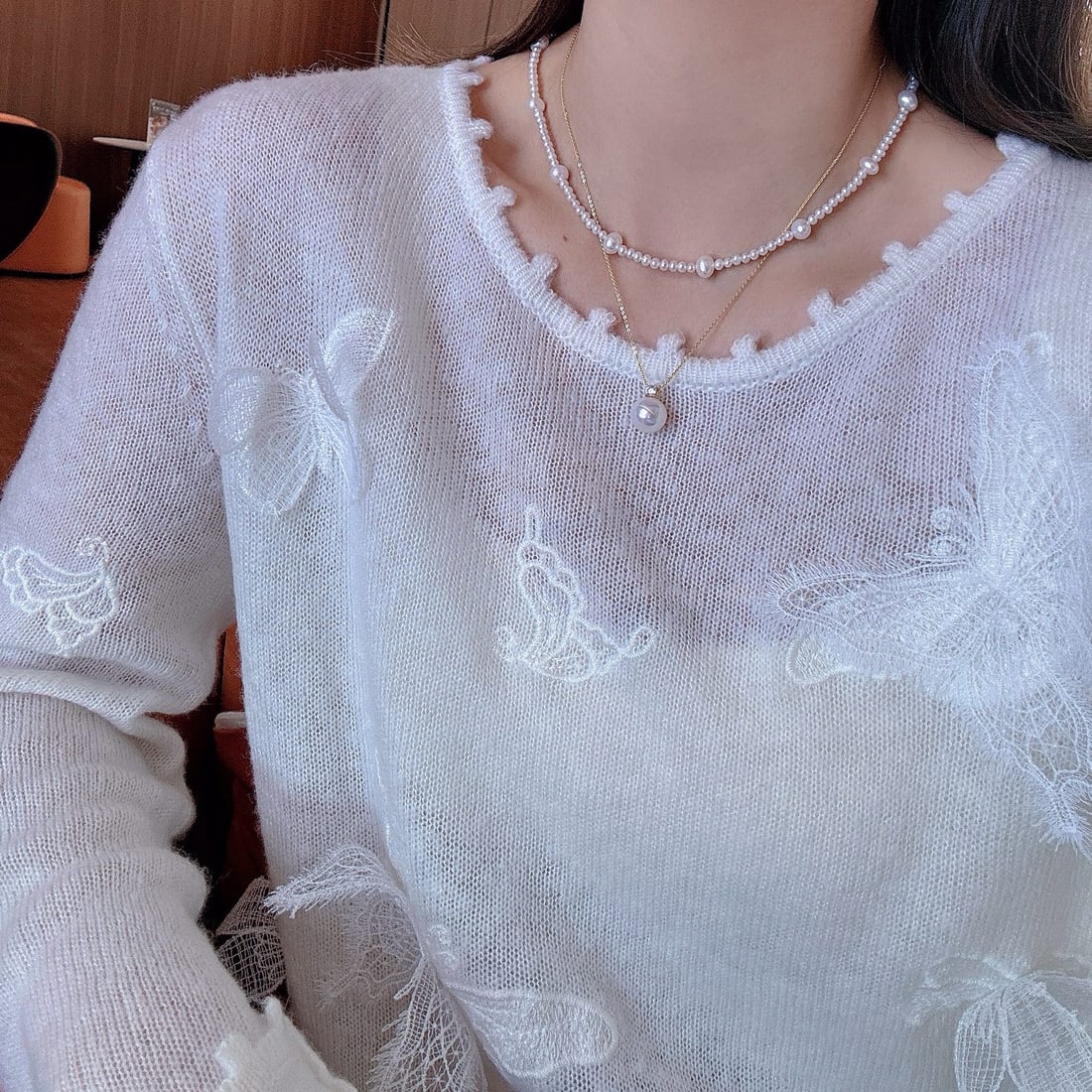 S925 Silver Natural Pearl Necklace - 7