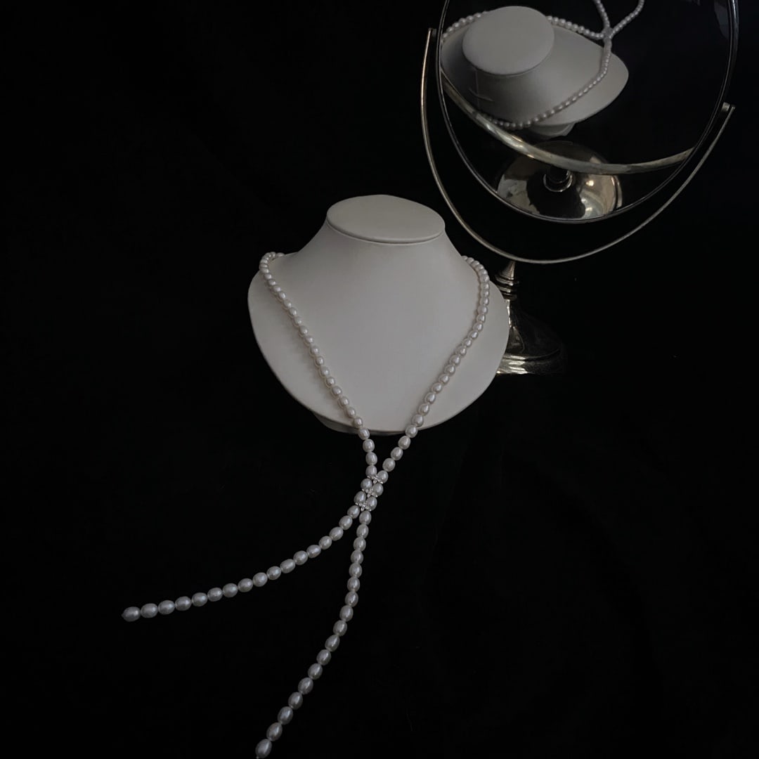 Natural Freshwater Pearl Sweater Necklace - 2