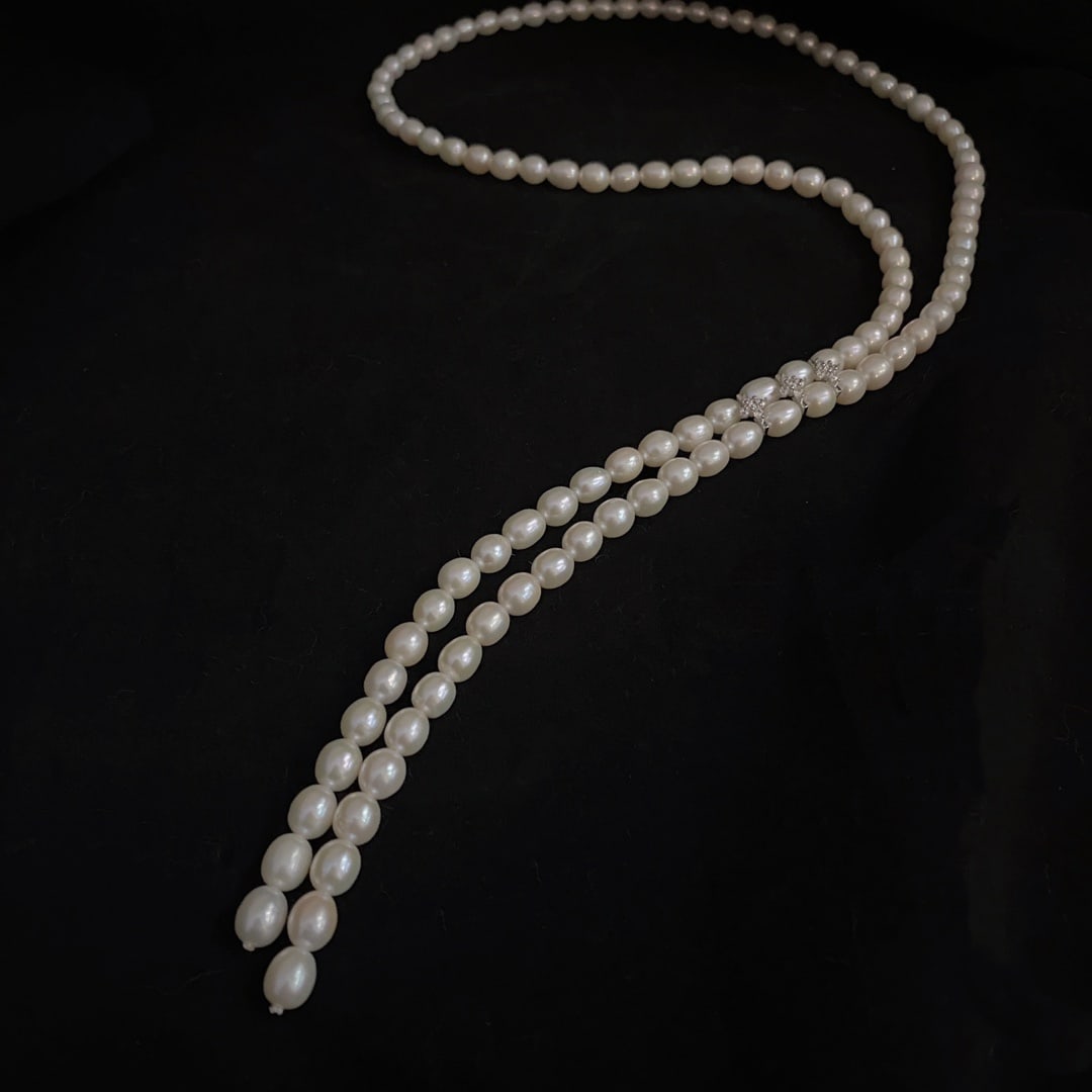 Natural Freshwater Pearl Sweater Necklace - 3