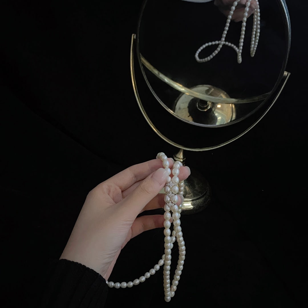 Natural Freshwater Pearl Sweater Necklace - 4