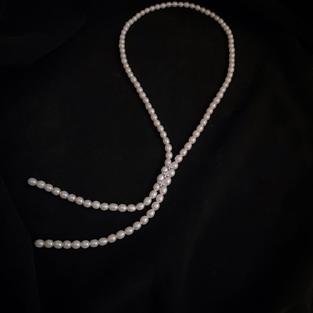 Natural Freshwater Pearl Sweater Necklace - 5