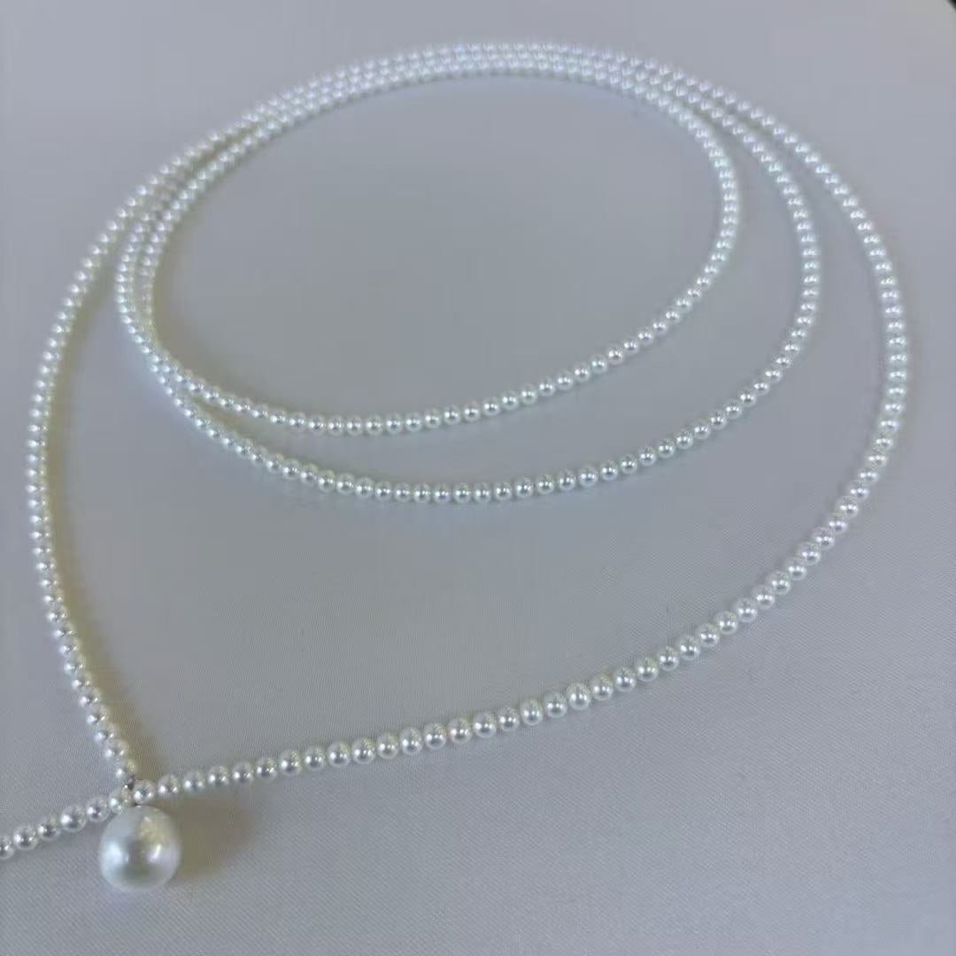 Aurora Natural Pearl Sweater Necklace - 2