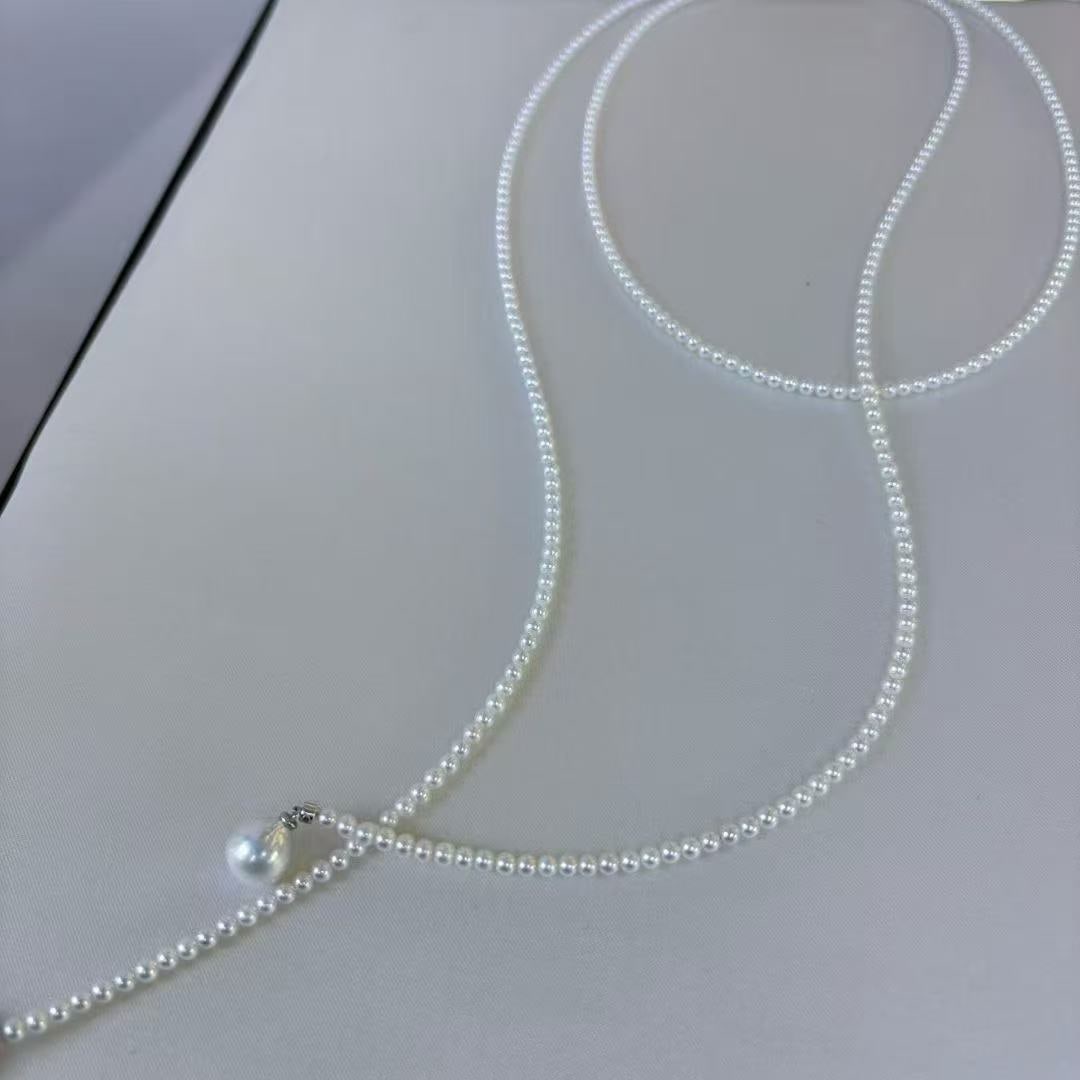 Aurora Natural Pearl Sweater Necklace - 4
