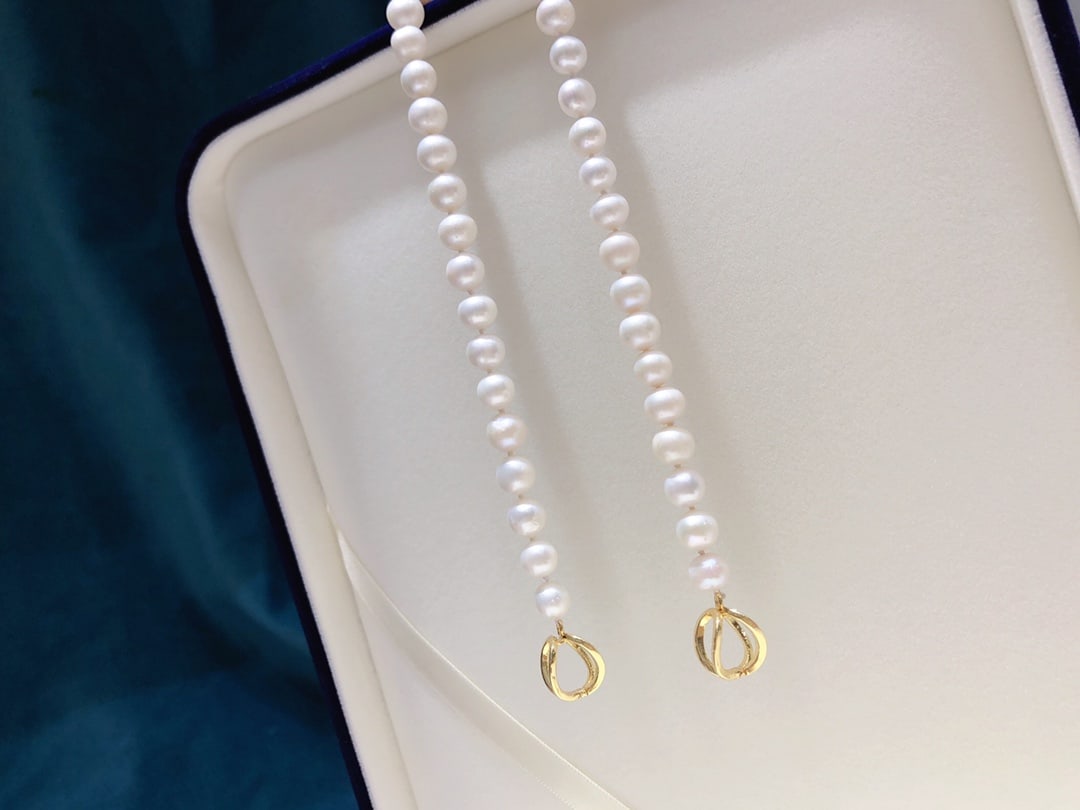 Natural Freshwater Pearl Sweater Necklace - 2