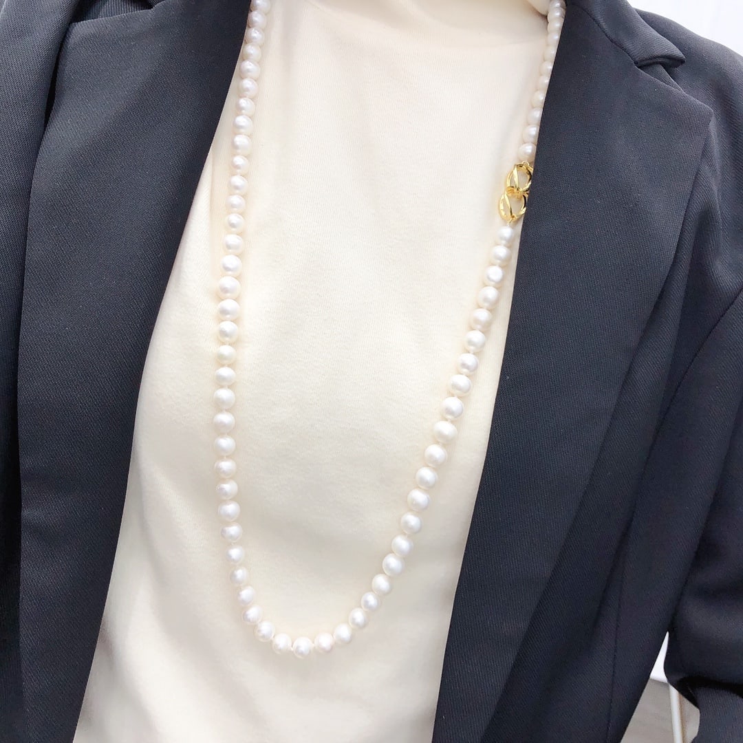 Natural Freshwater Pearl Sweater Necklace - 5