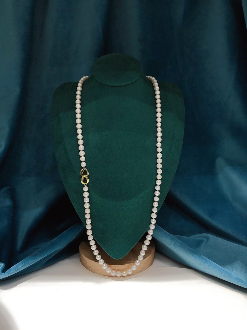 Natural Freshwater Pearl Sweater Necklace - 6