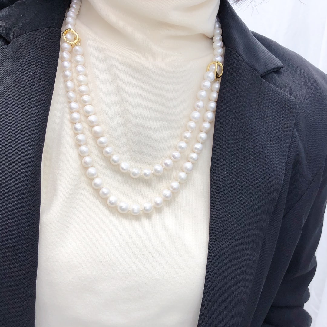 Natural Freshwater Pearl Sweater Necklace - 9