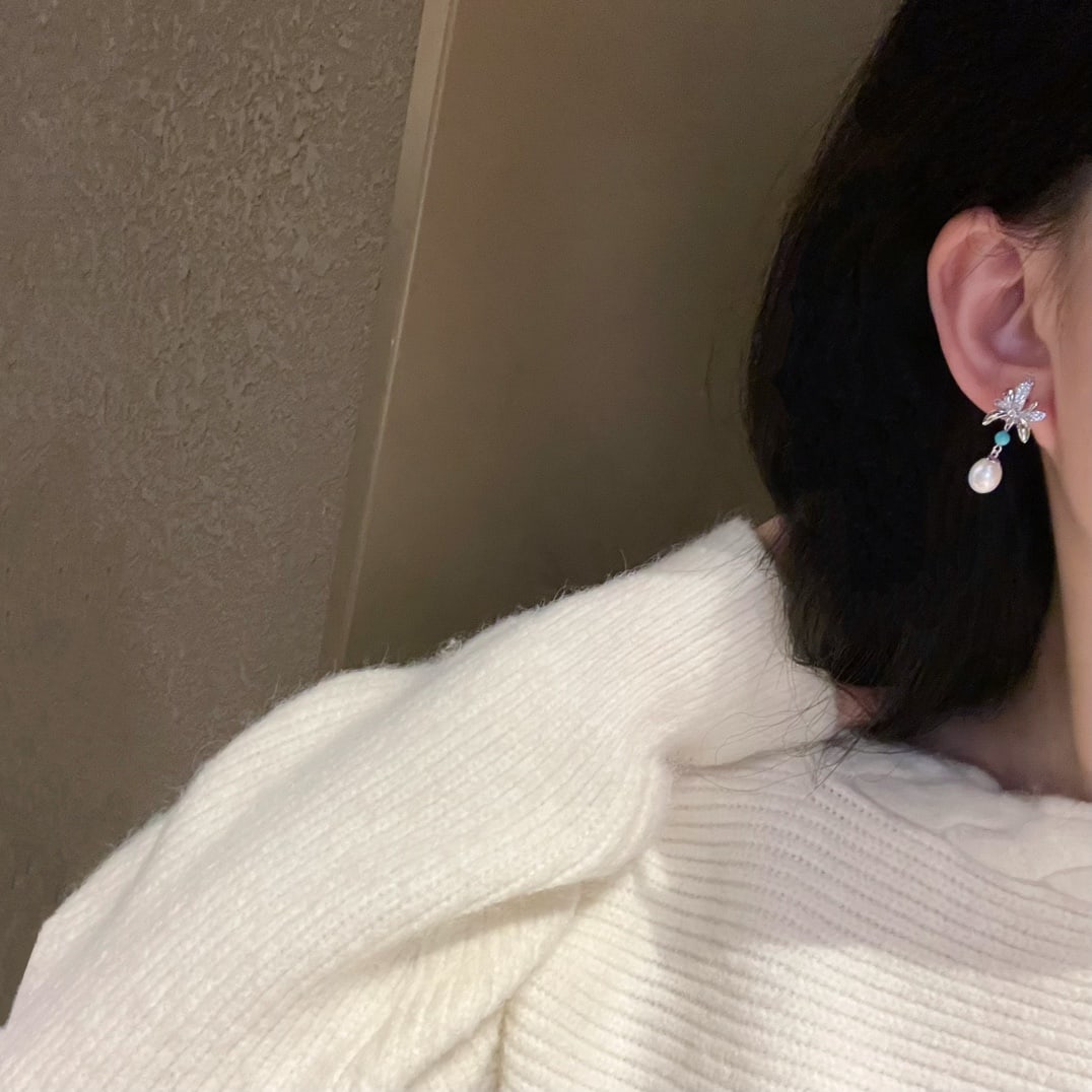 Silver Set Natural Freshwater Pearl Earrings - 4