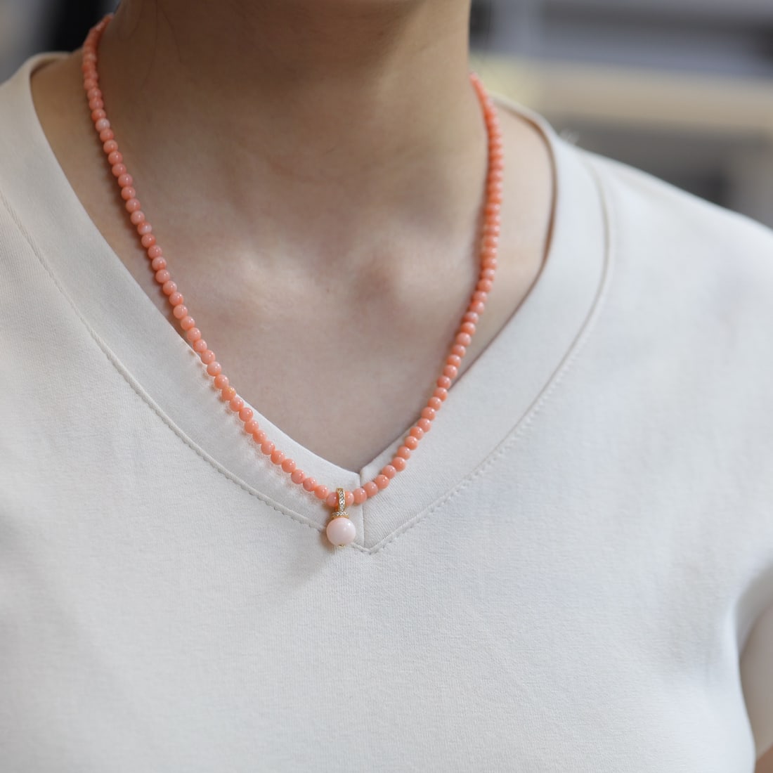 S925 Silver Natural Pink Coral Necklace - 4