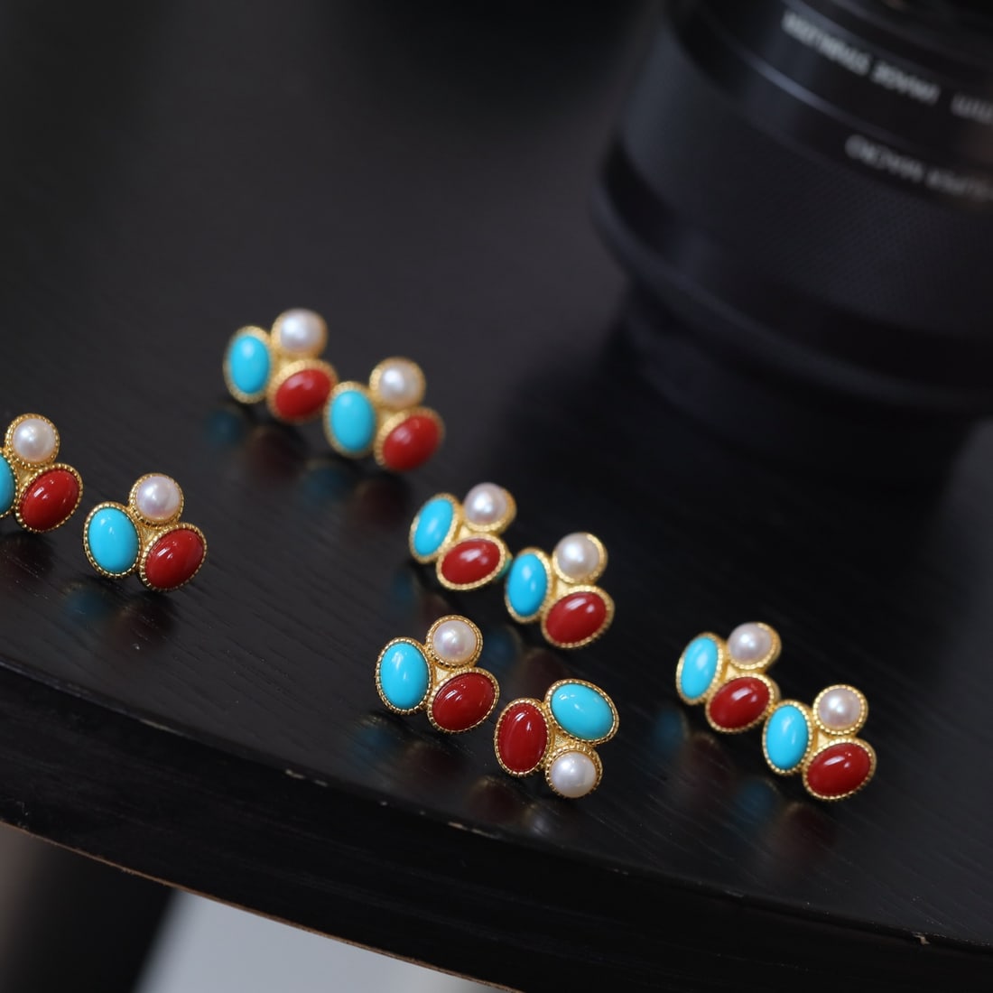S925 Silver Natural Red Coral Earrings - 3