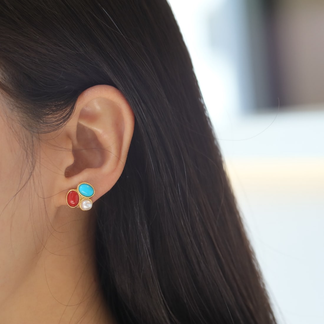 S925 Silver Natural Red Coral Earrings - 4