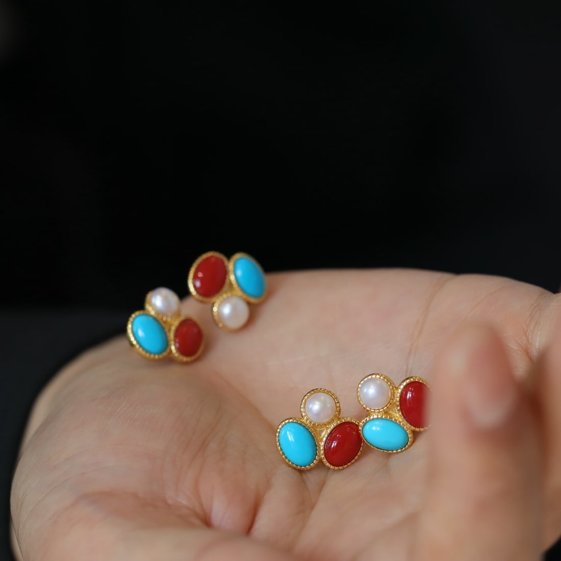 S925 Silver Natural Red Coral Earrings - 8