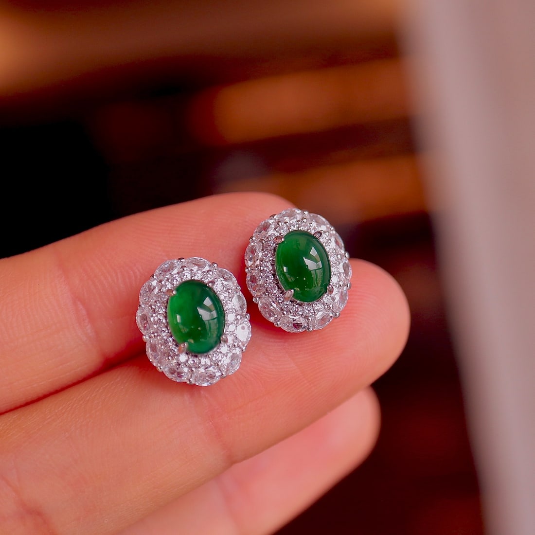 Natural Jade Earrings - 6