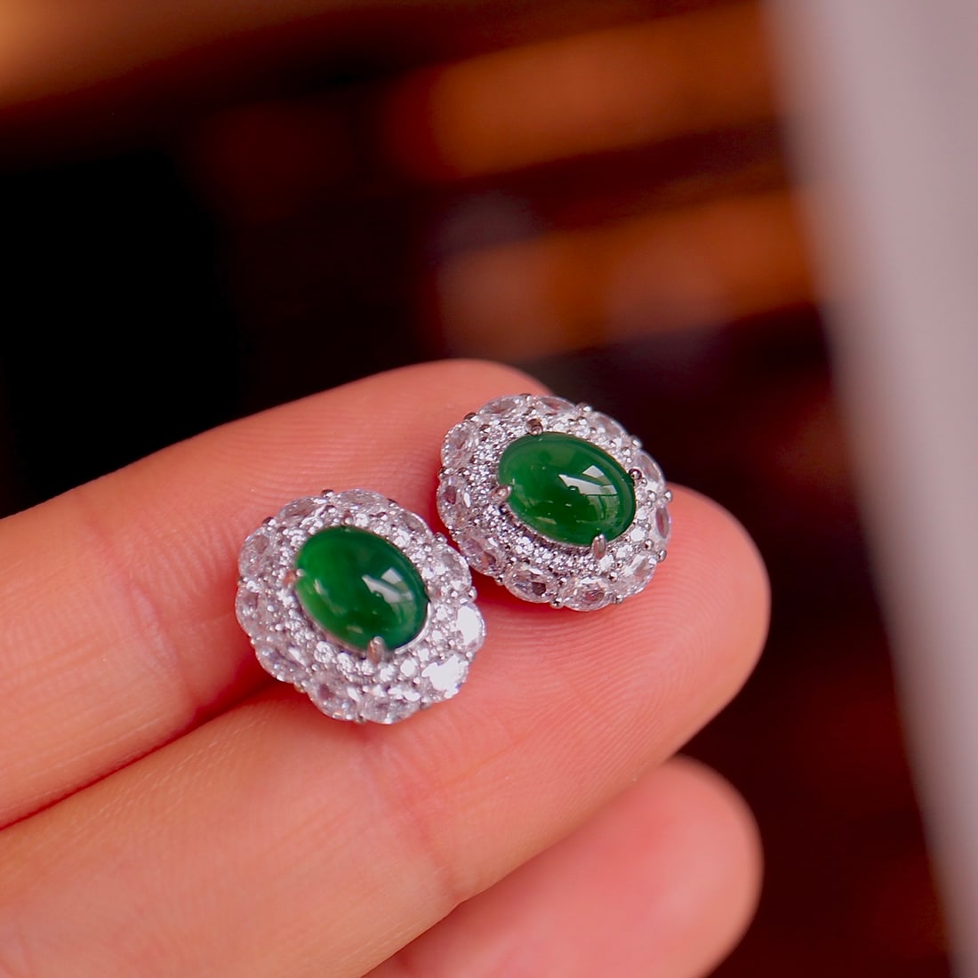 Natural Jade Earrings - 7