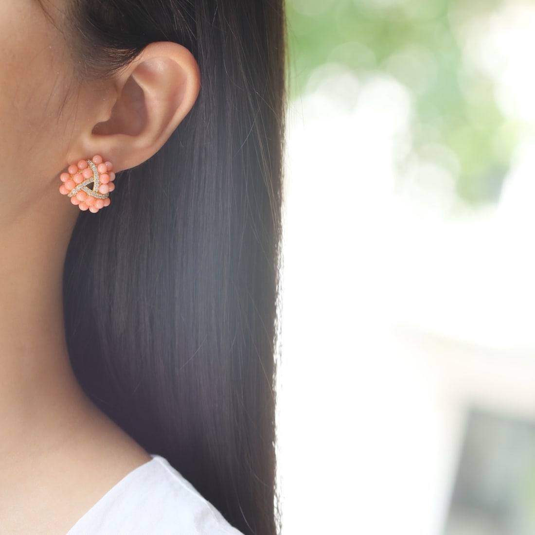 S925 Silver Natural Red Coral Earrings - 6