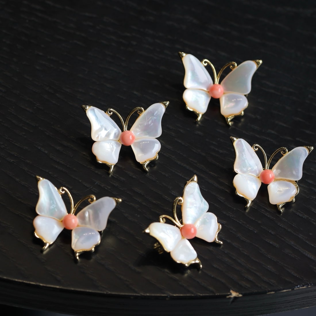 Natural Red Coral Butterfly Brooch - 3