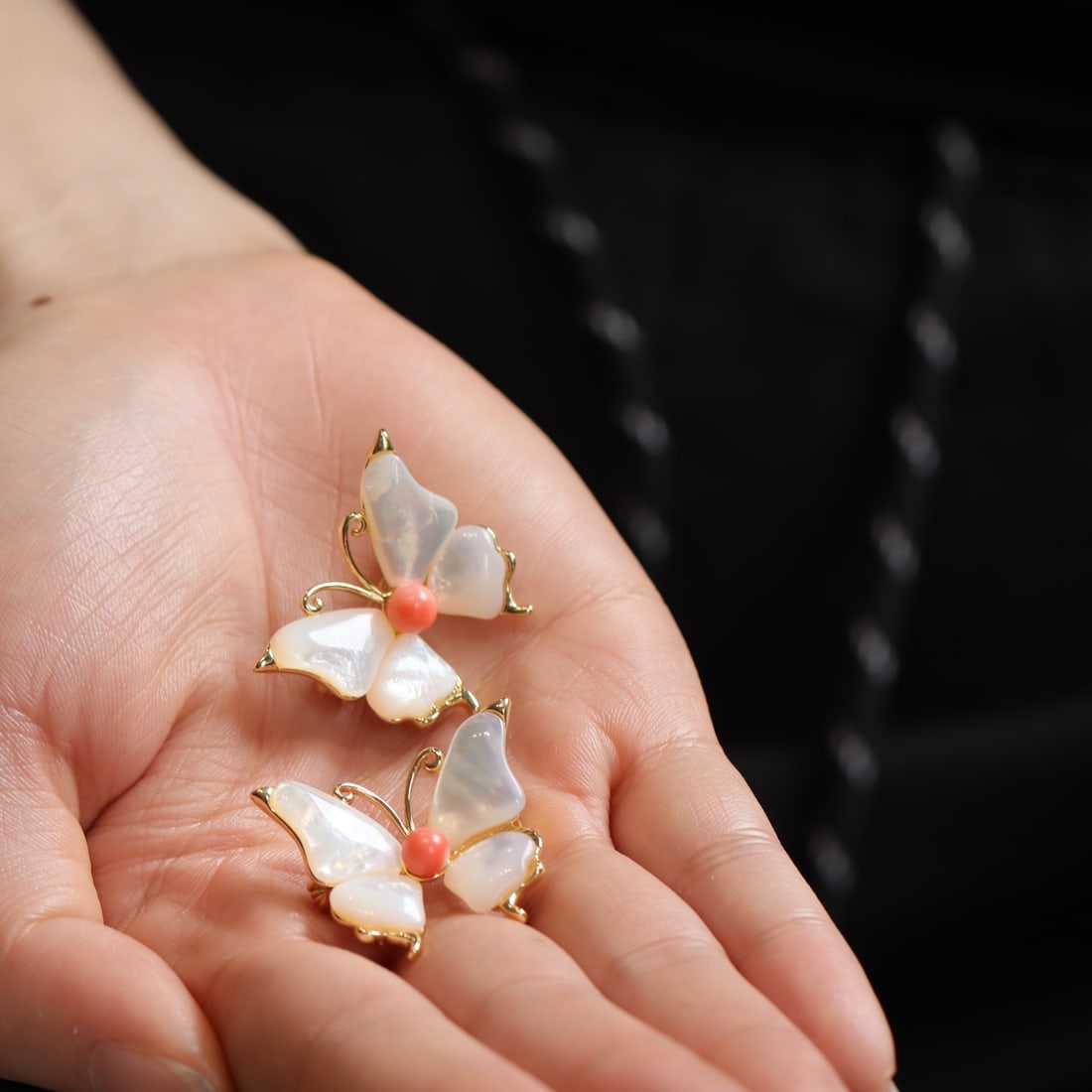 Natural Red Coral Butterfly Brooch - 4
