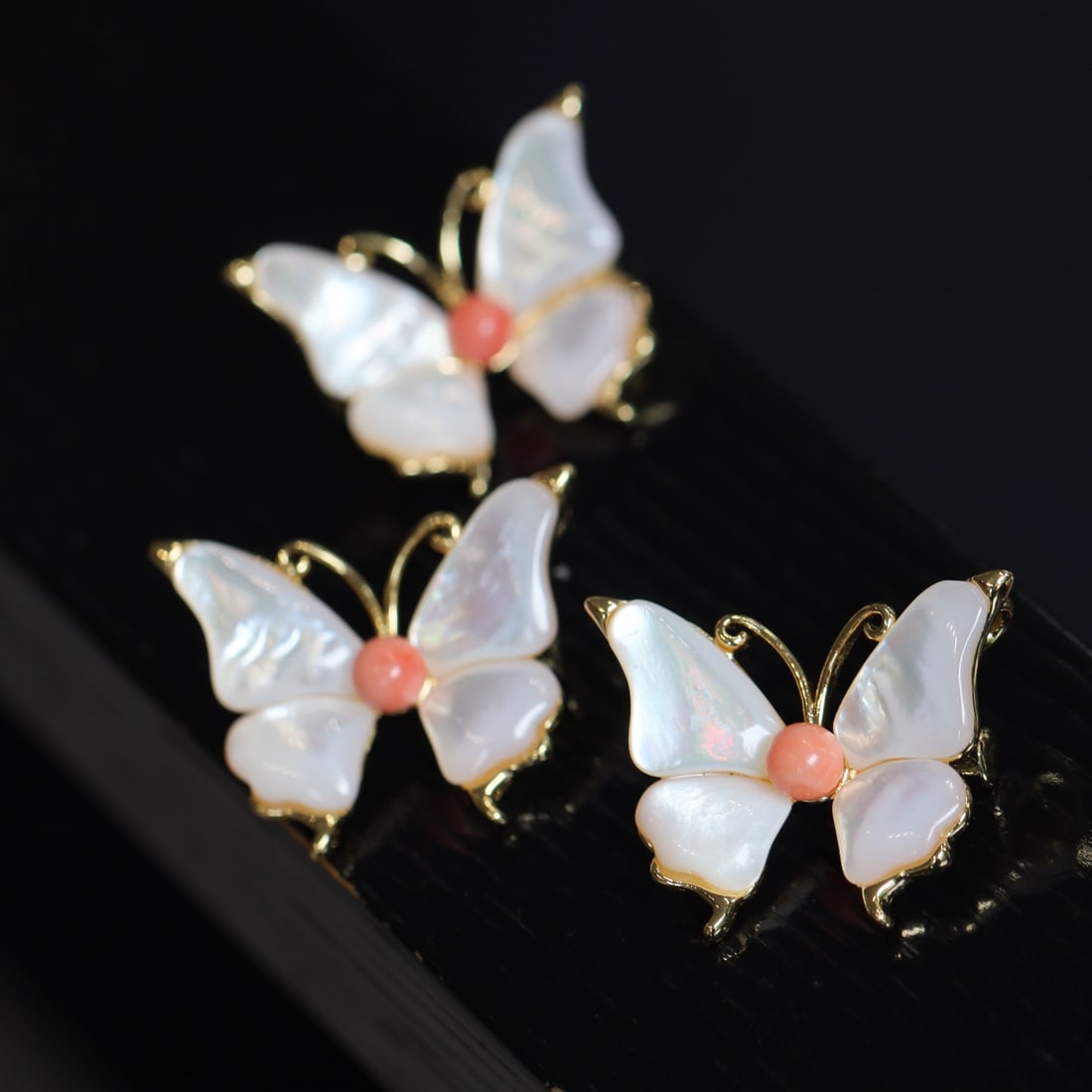 Natural Red Coral Butterfly Brooch - 6