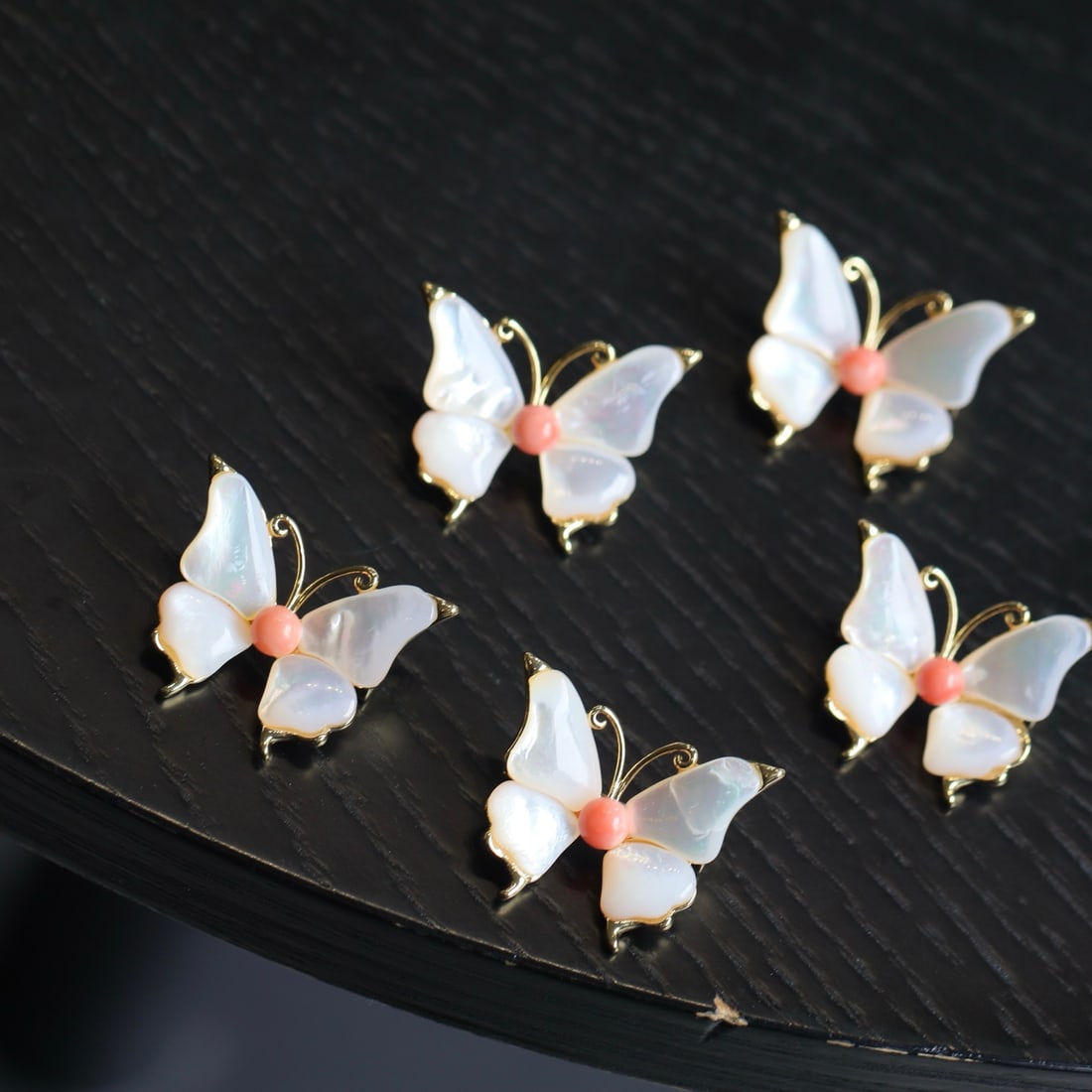 Natural Red Coral Butterfly Brooch - 7