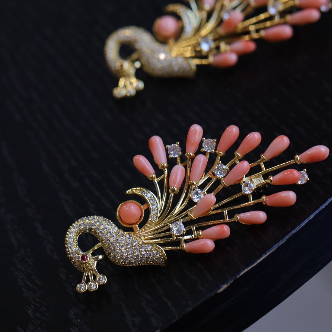 Natural Red Coral Brooch - 3