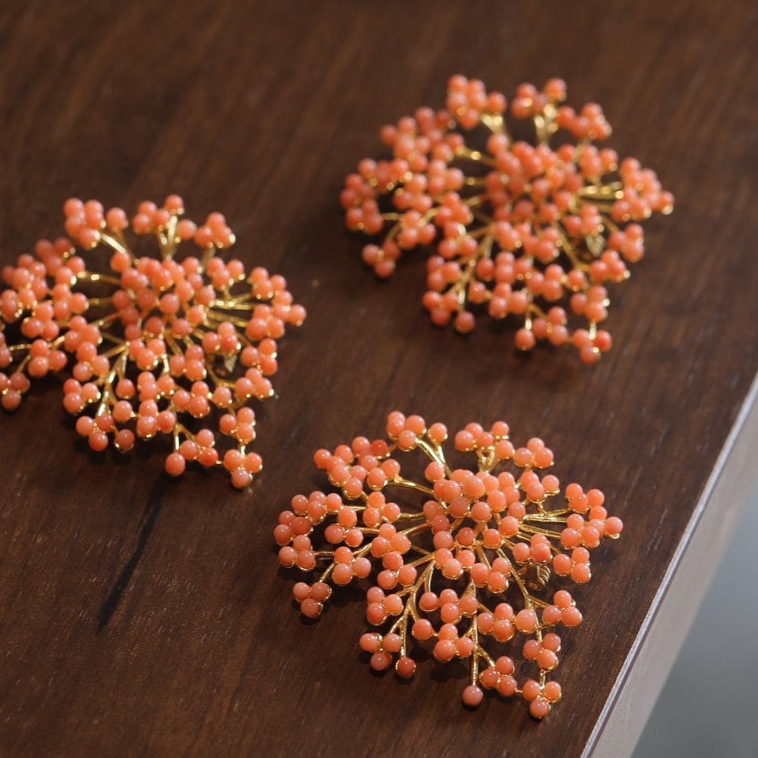 Natural Red Coral Brooch - 3