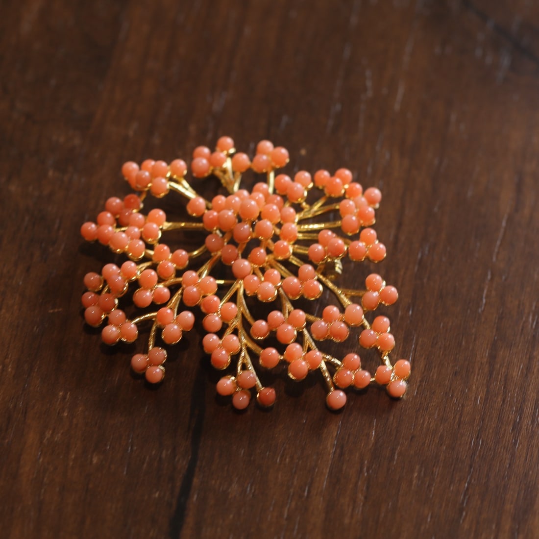 Natural Red Coral Brooch - 5