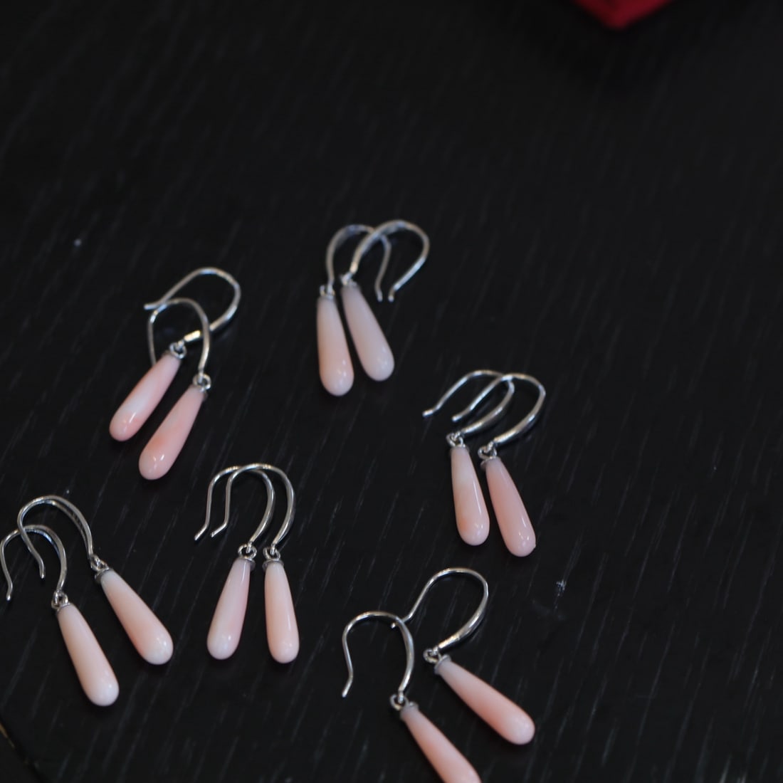 S925 Silver Natural Pink Coral Earrings - 3