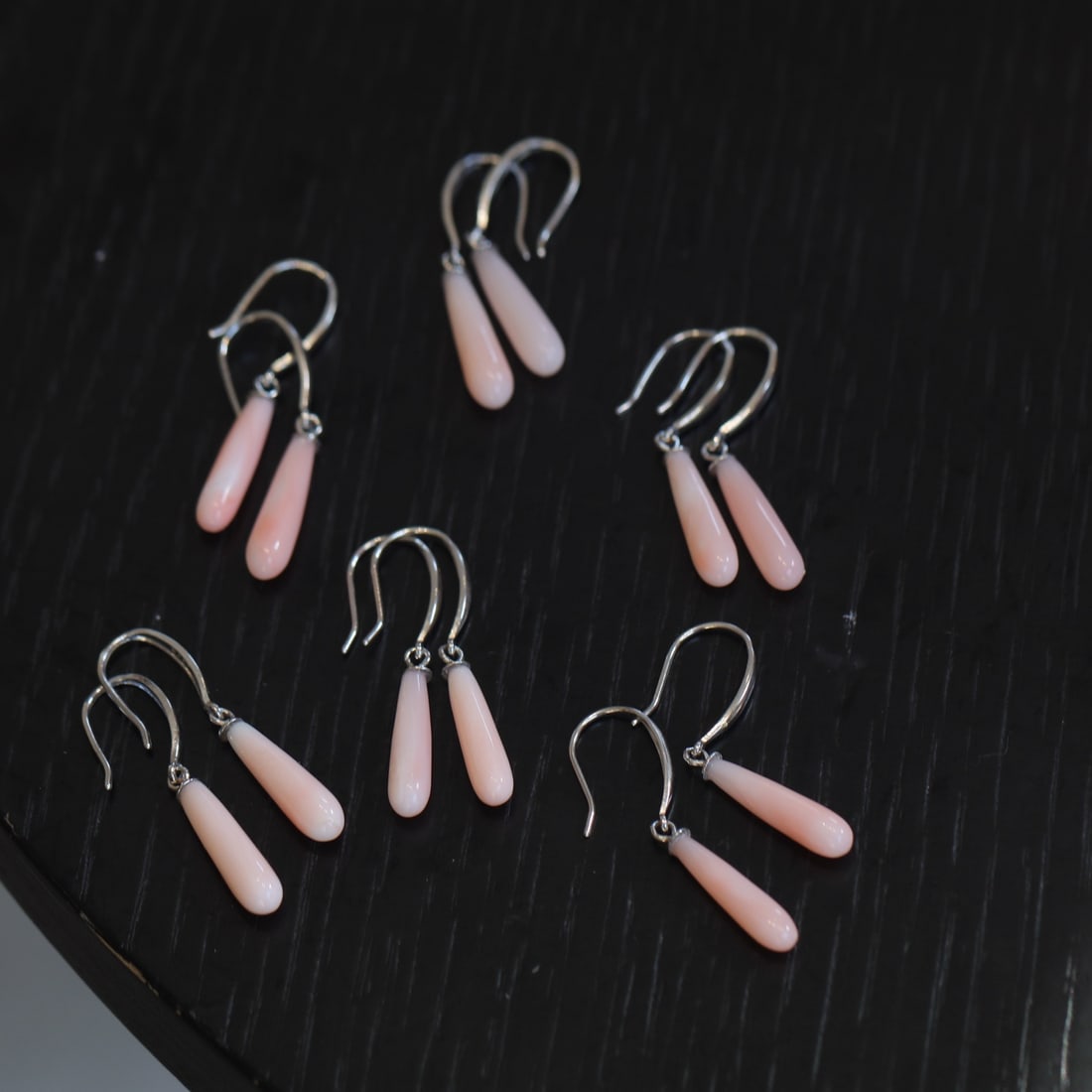 S925 Silver Natural Pink Coral Earrings - 4