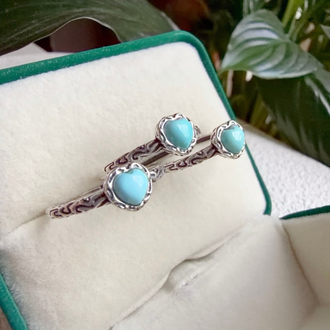 S925 Silver Natural Turquoise Ring - 7