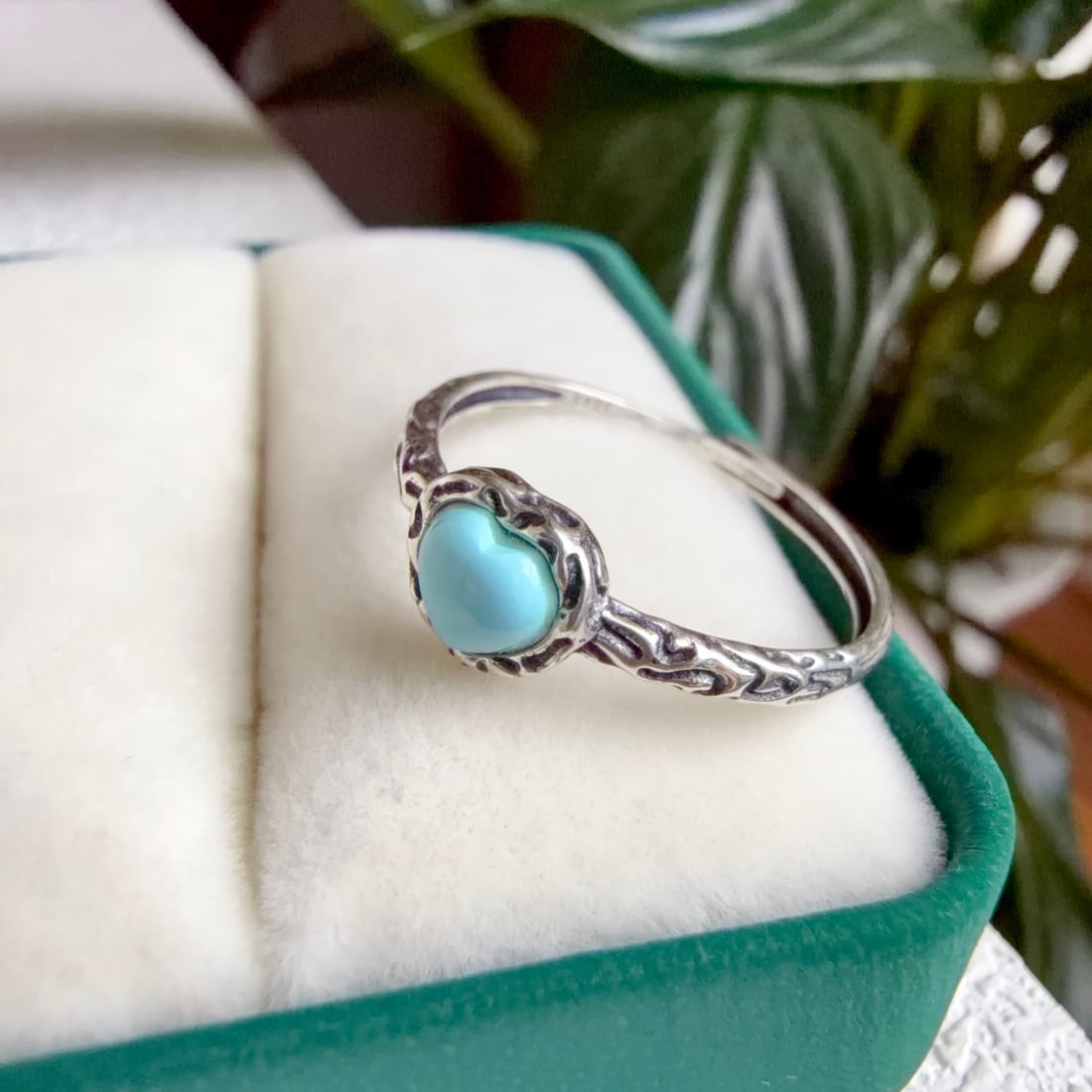 S925 Silver Natural Turquoise Ring - 8