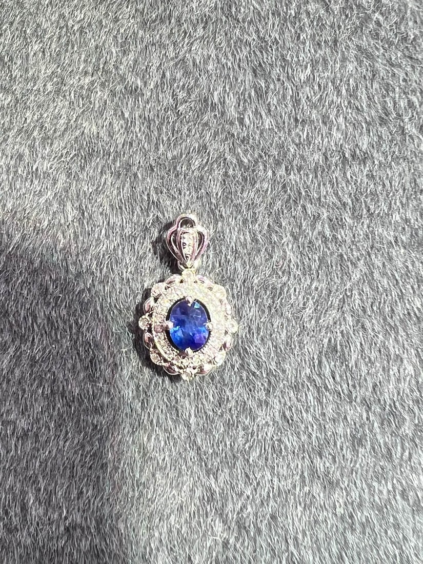 18K Gold Natural Sapphire Pendant - 2