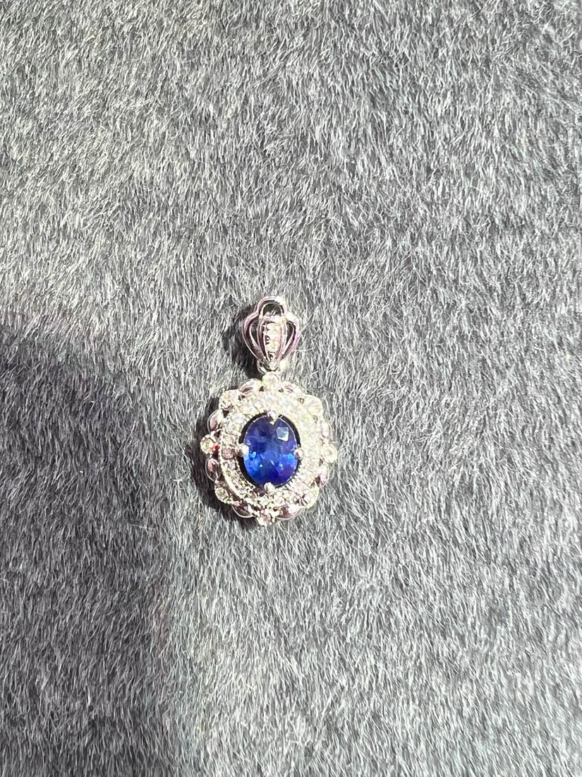 18K Gold Natural Sapphire Pendant - 3