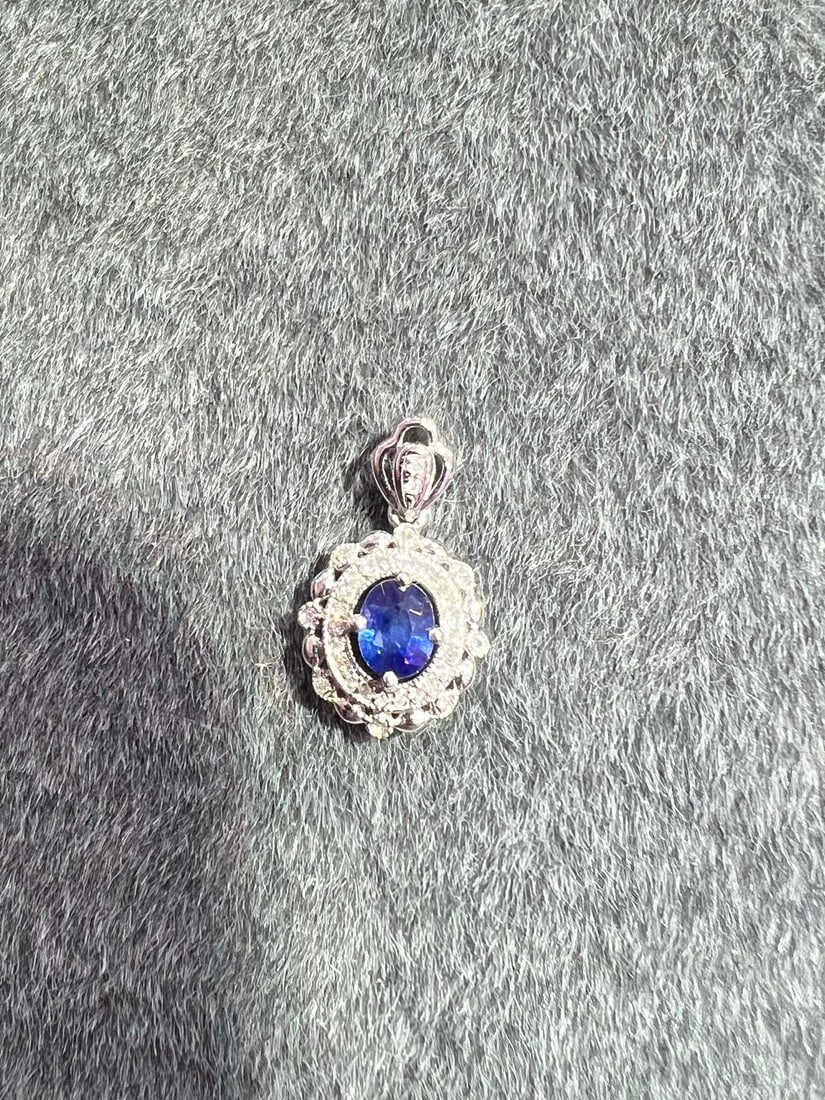 18K Gold Natural Sapphire Pendant - 4
