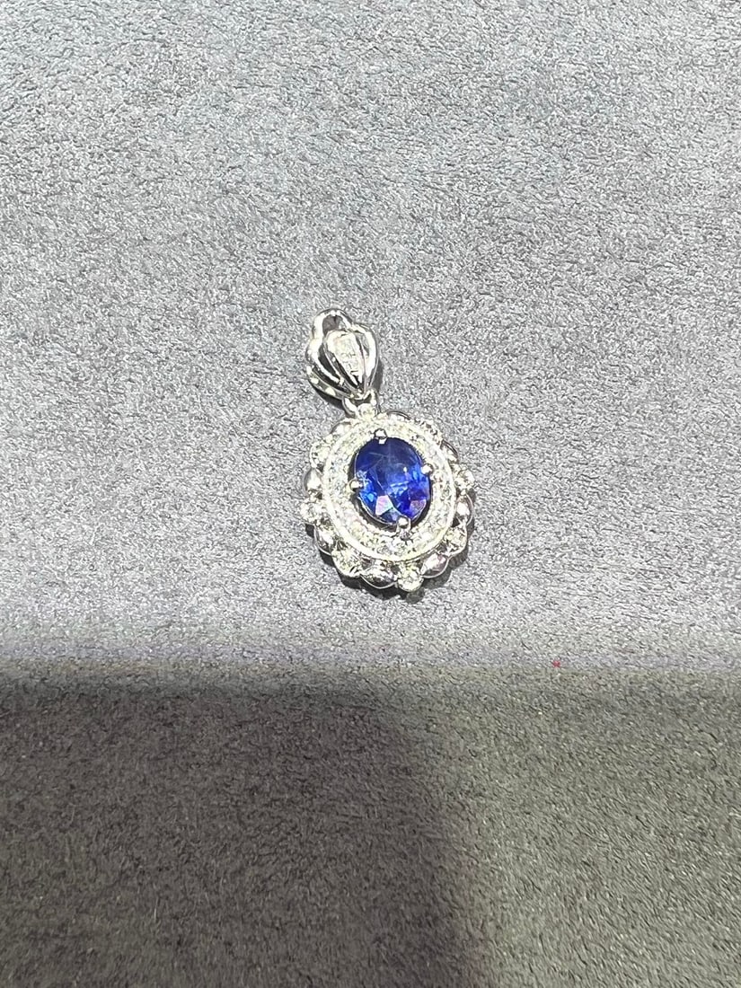 18K Gold Natural Sapphire Pendant - 5
