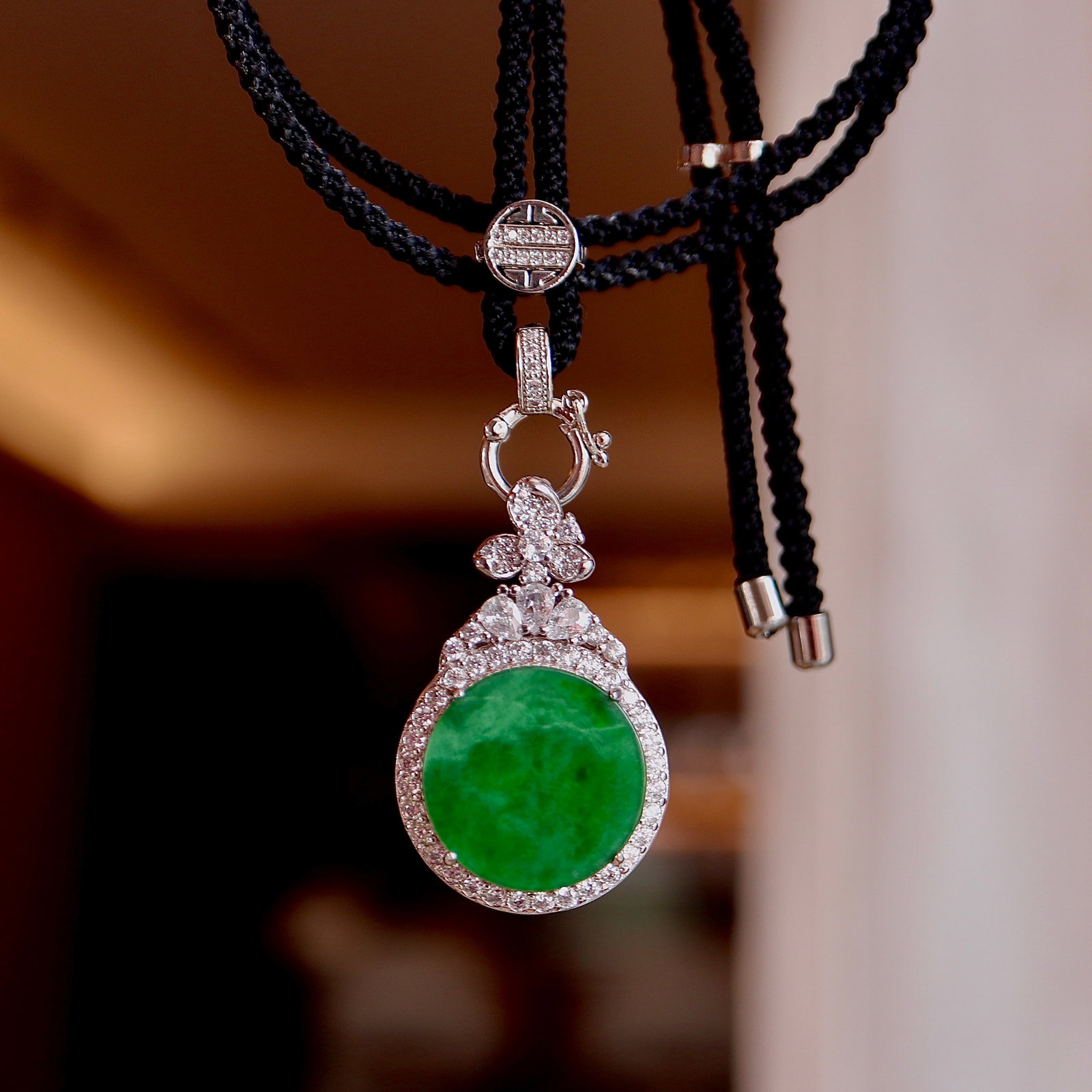 Natural Jadeite Round Pendant - 4