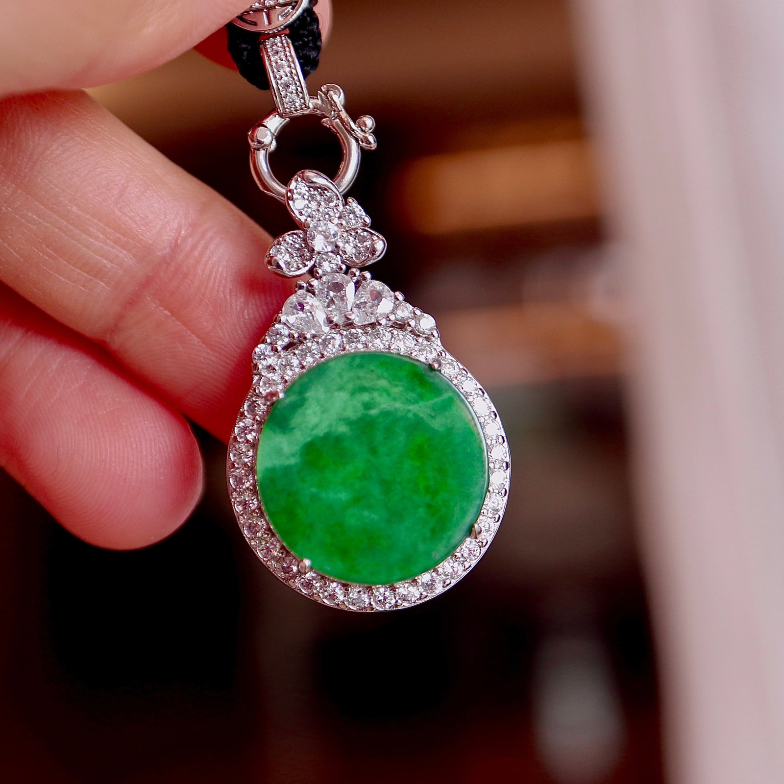 Natural Jadeite Round Pendant - 8