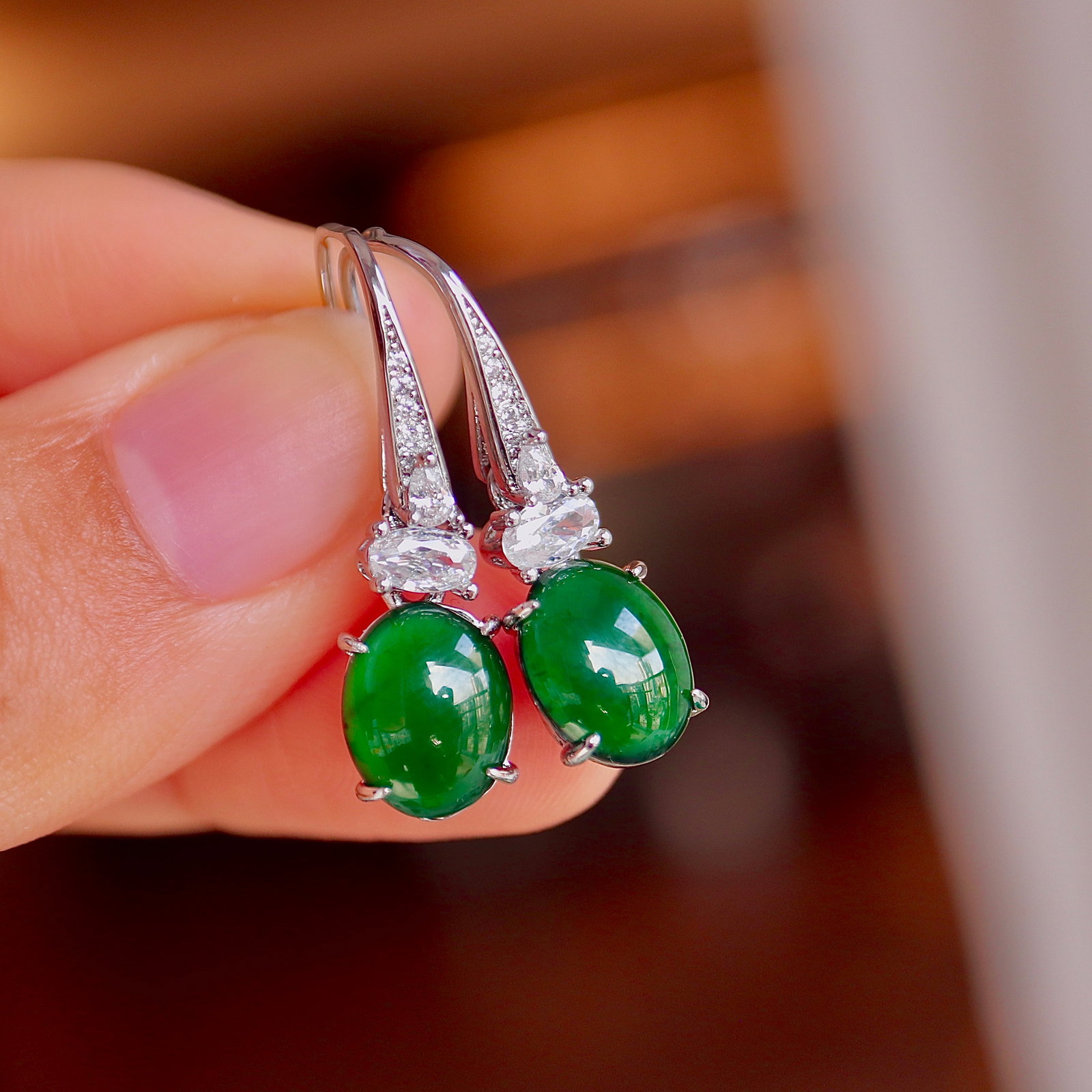 Natural Jade Earrings - 2