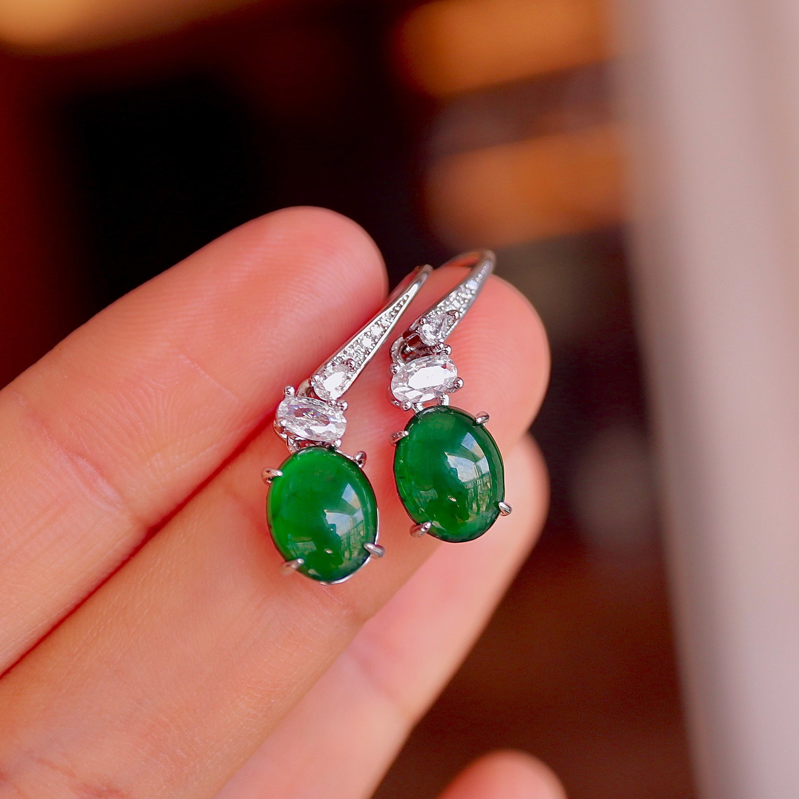 Natural Jade Earrings - 3