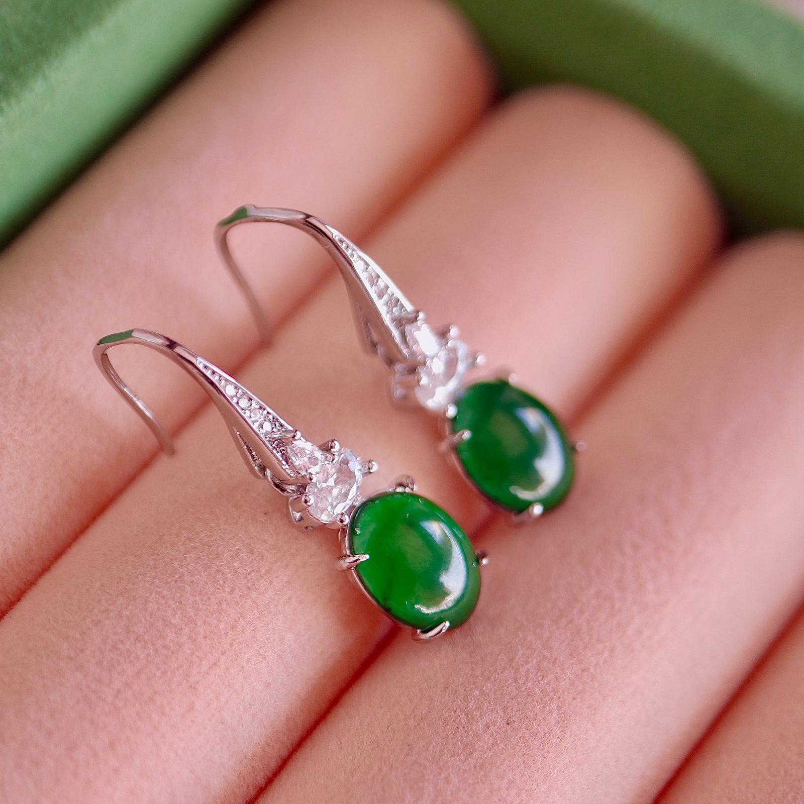 Natural Jade Earrings - 5