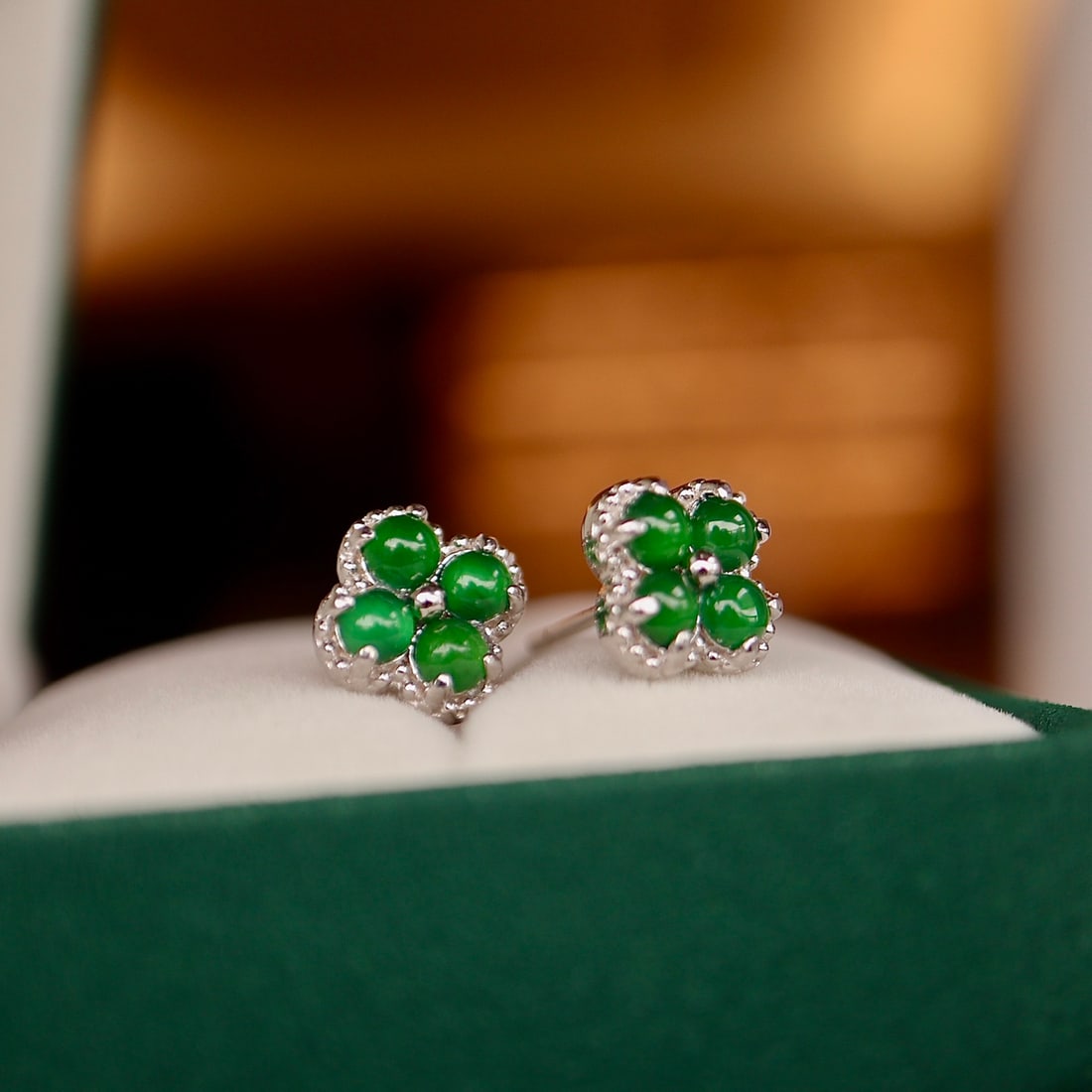 natural jadeite stud earrings - 2